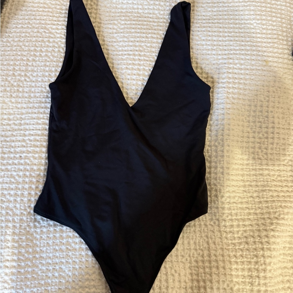 Babaton Black Deep V Bodysuit